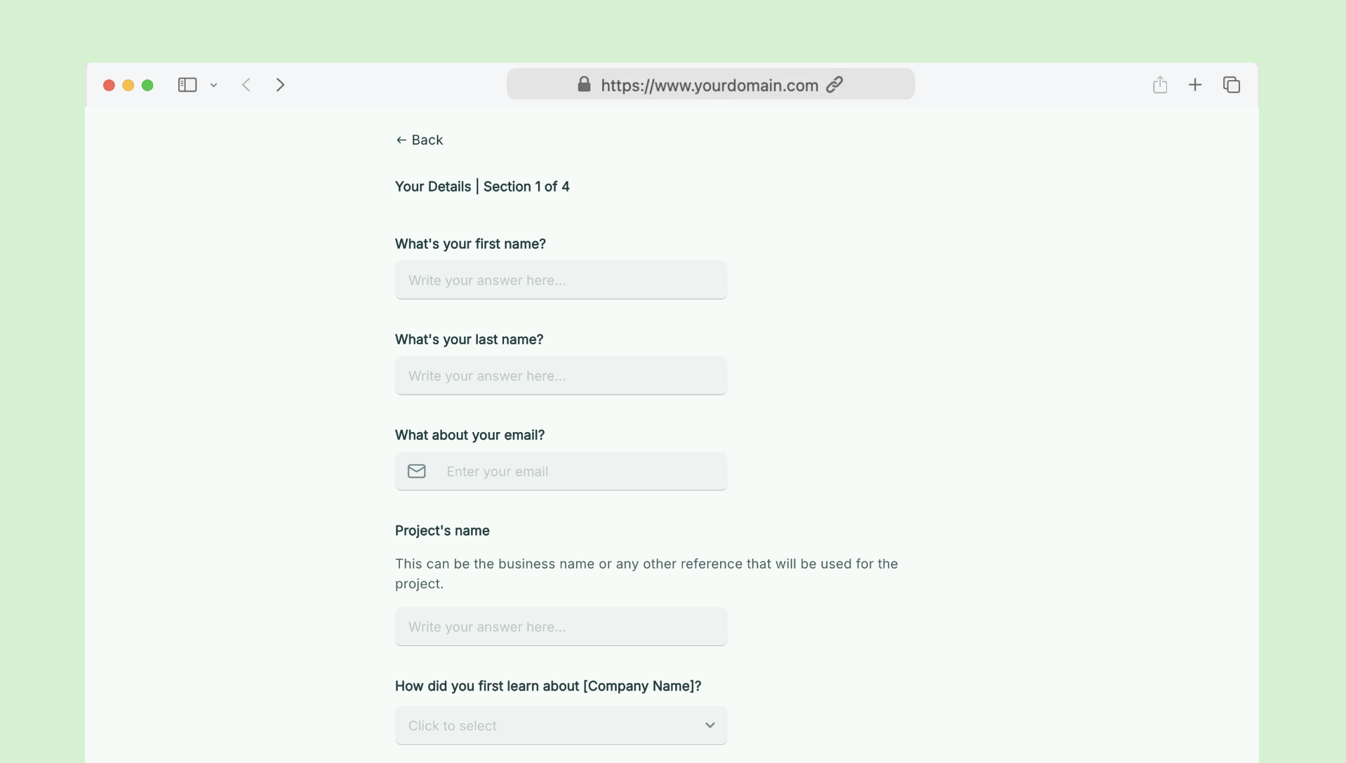 Project overview form