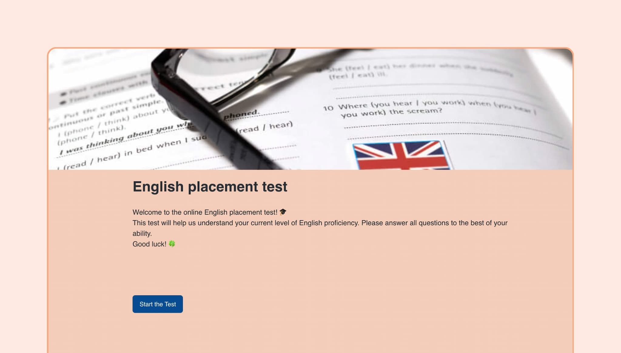 Online English placement test