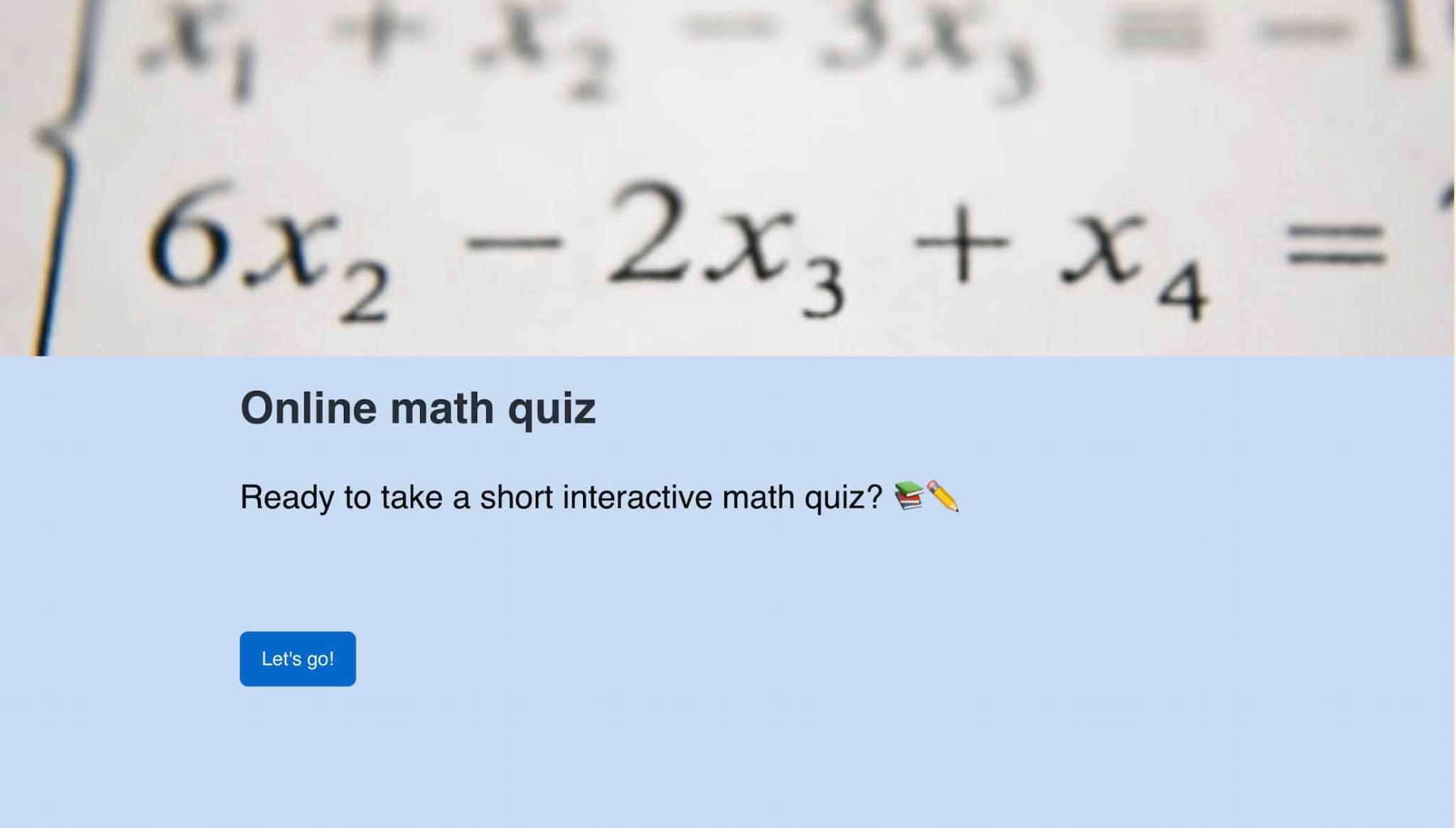 Online Math Quiz