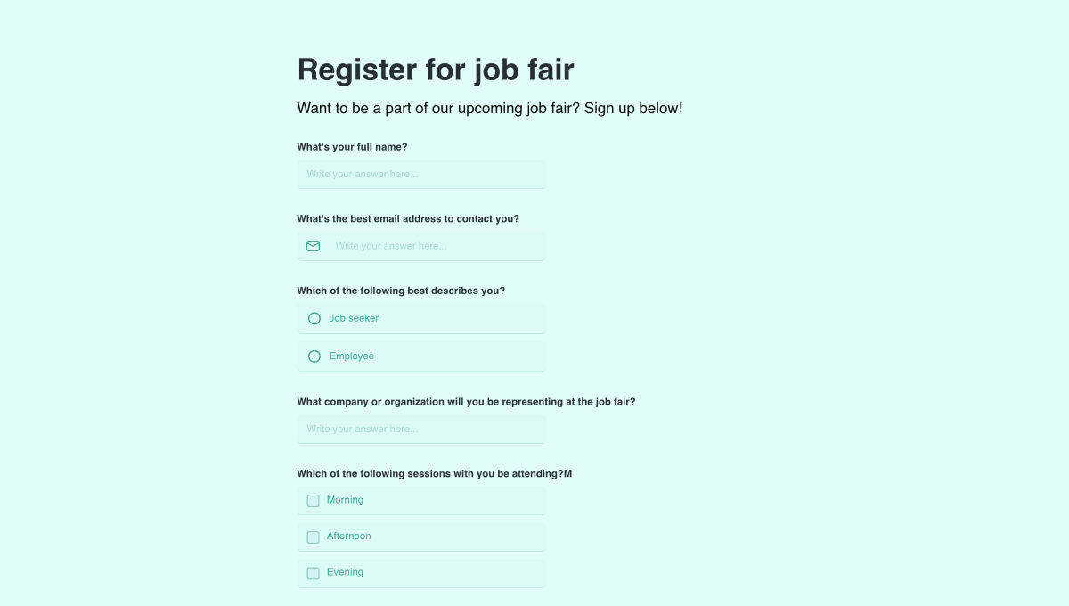 Job fair registration form