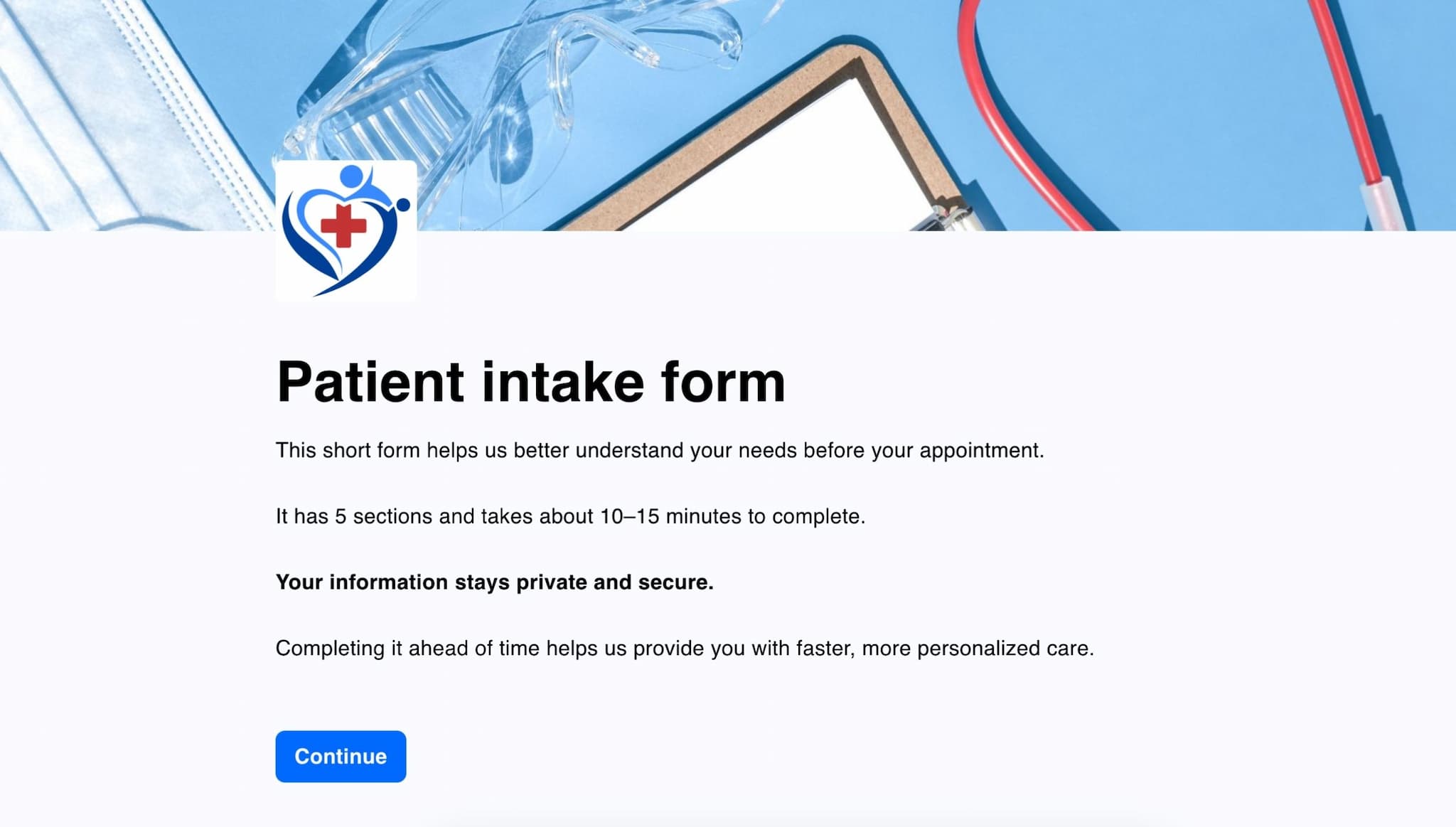 Patient intake form
