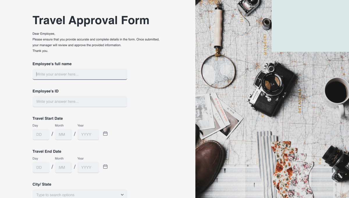 Travel approval form