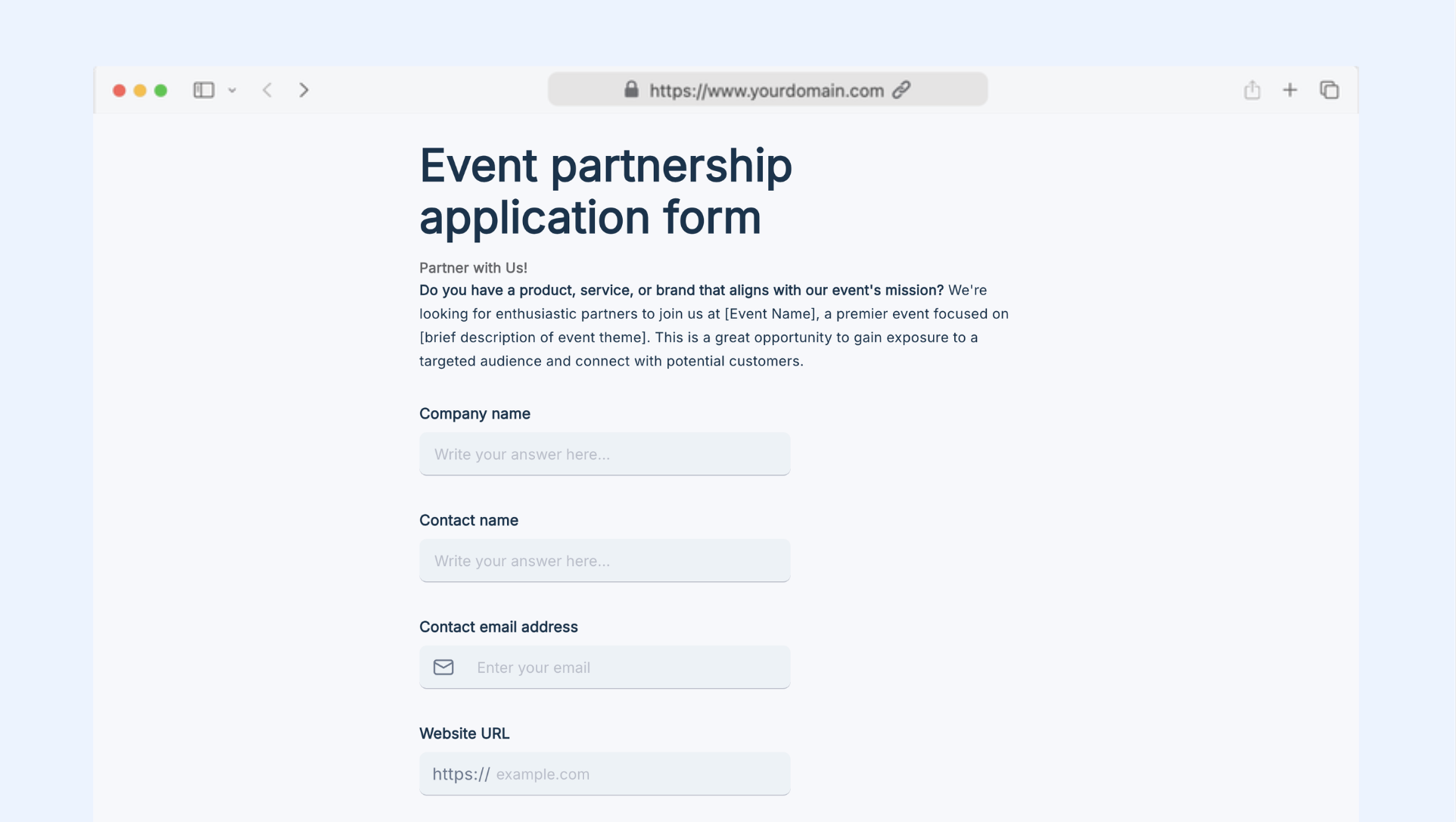 Event partnership application tracking