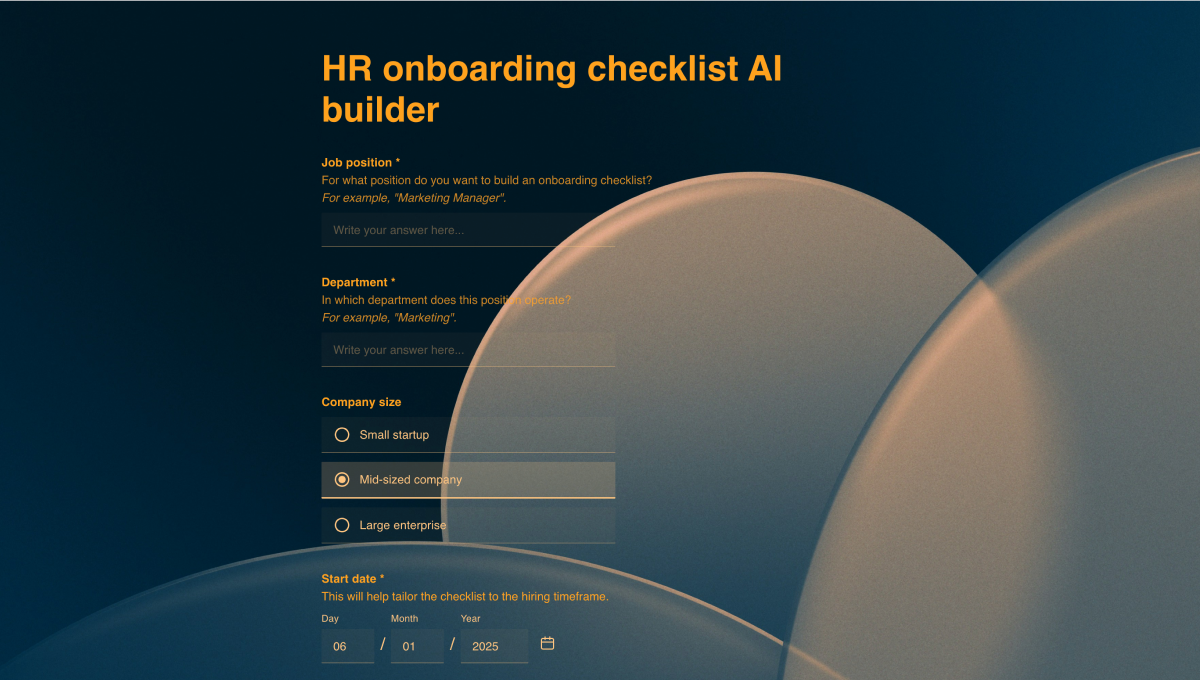 AI HR onboarding checklist builder