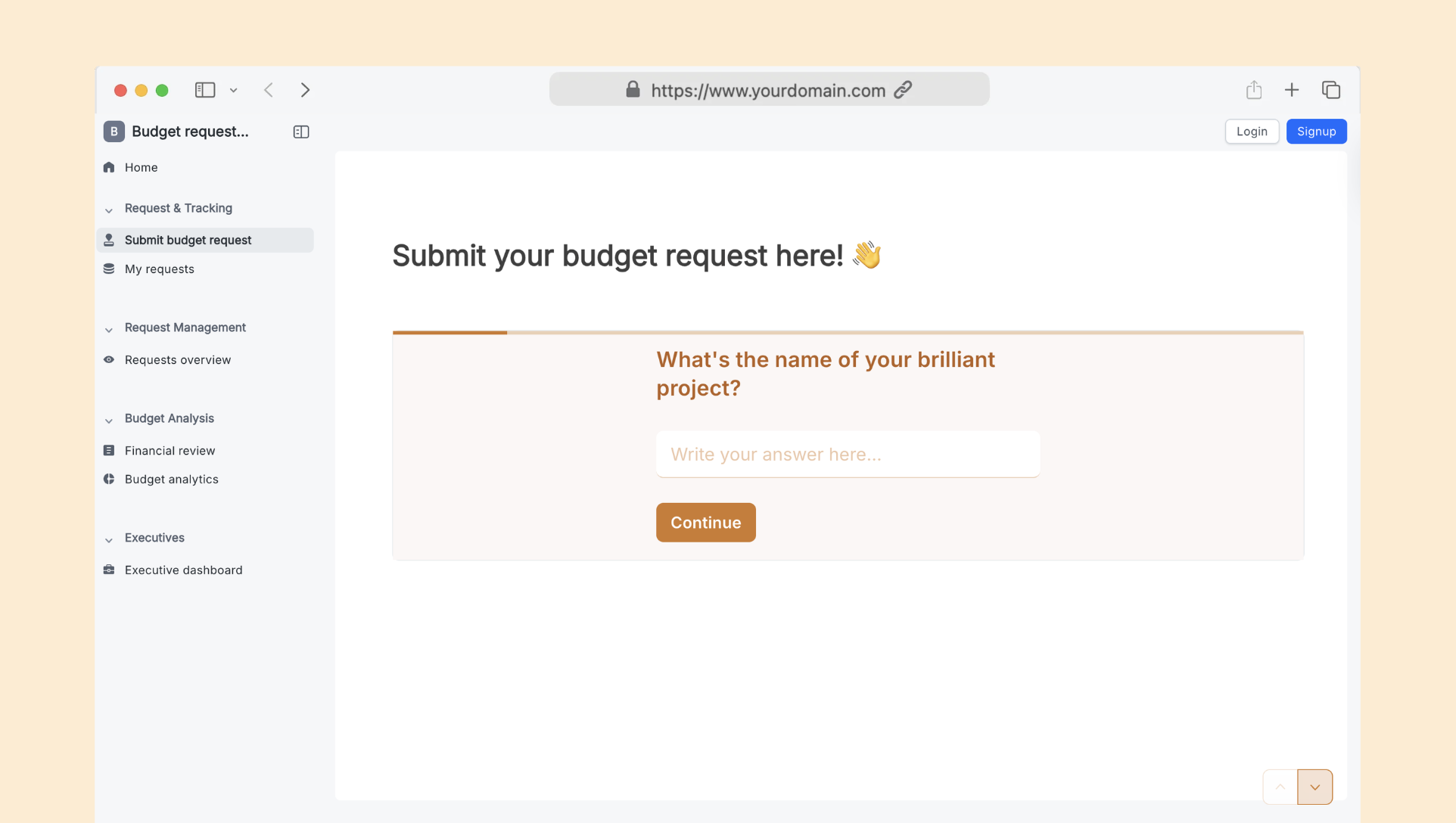 Budget request approval portal