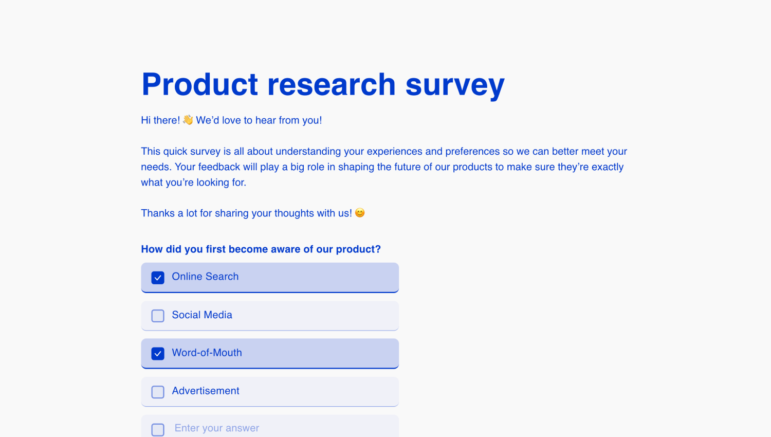 Product research survey