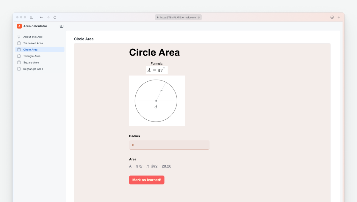 Area calculator