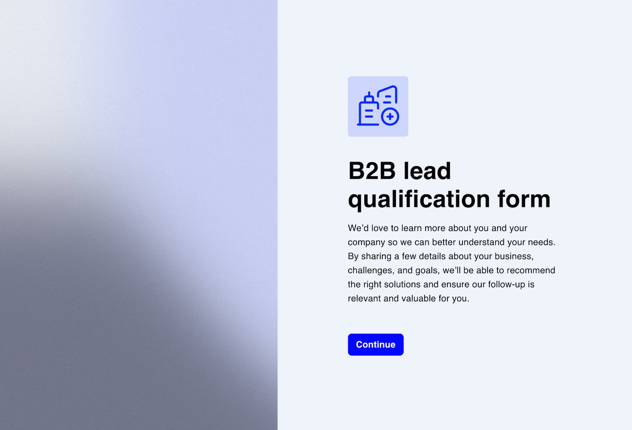 B2B lead qualification form