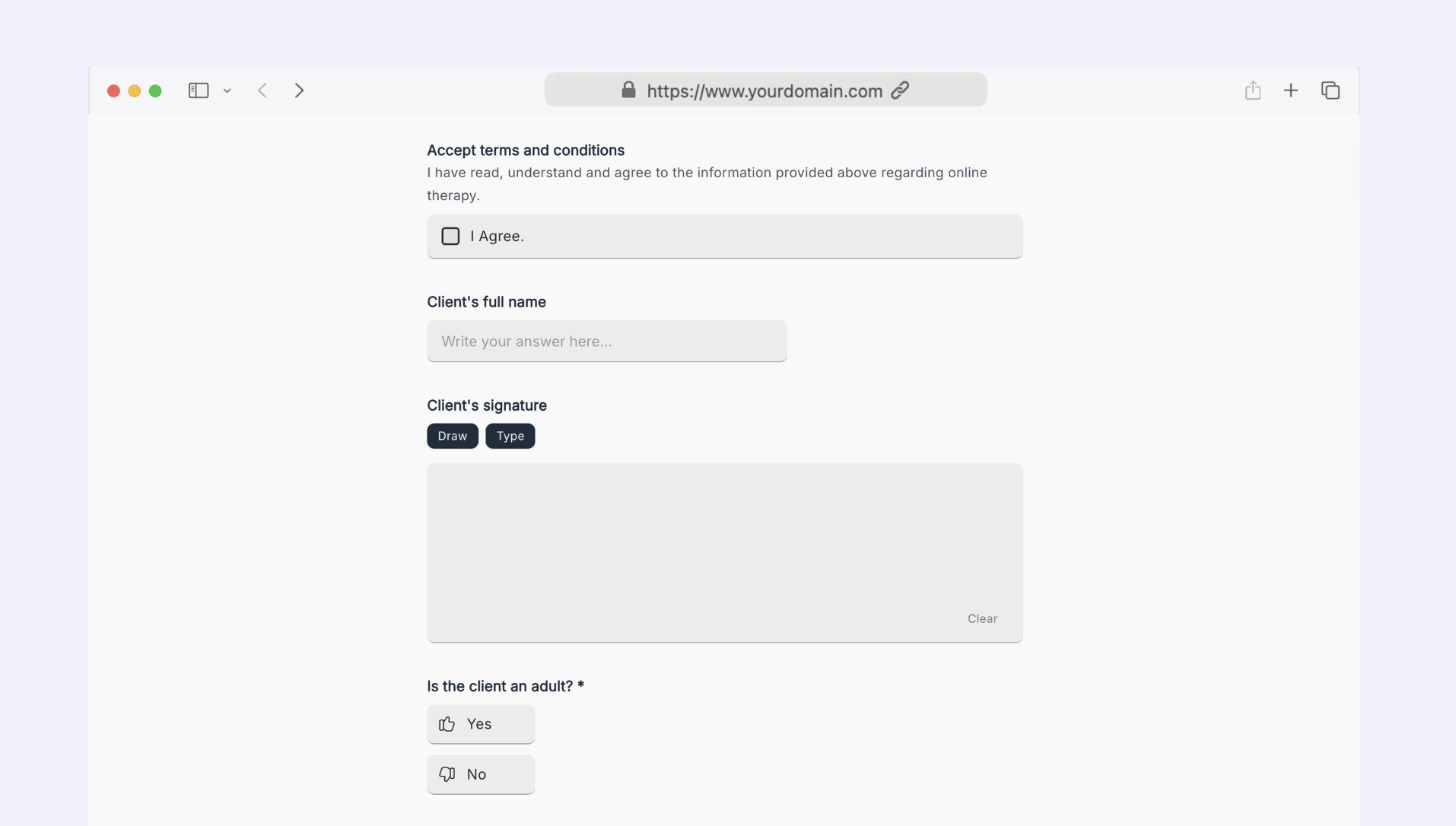 Online therapy consent form