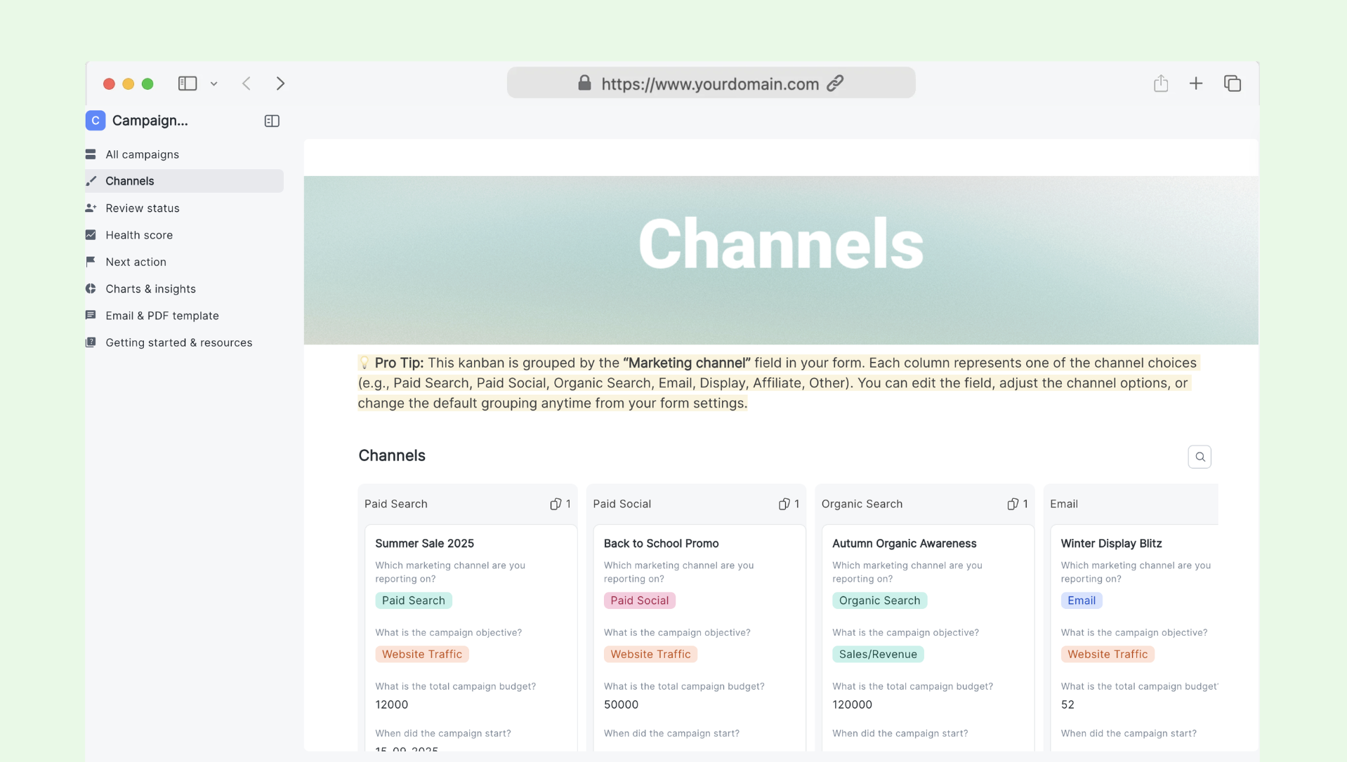 Campaign performance dashboard
