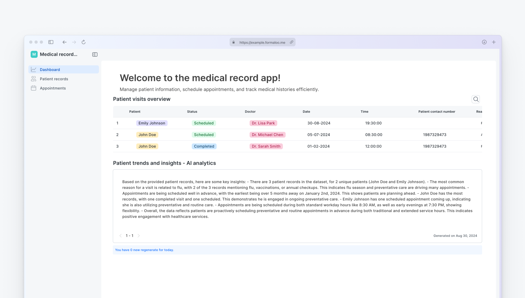 Medical record app template