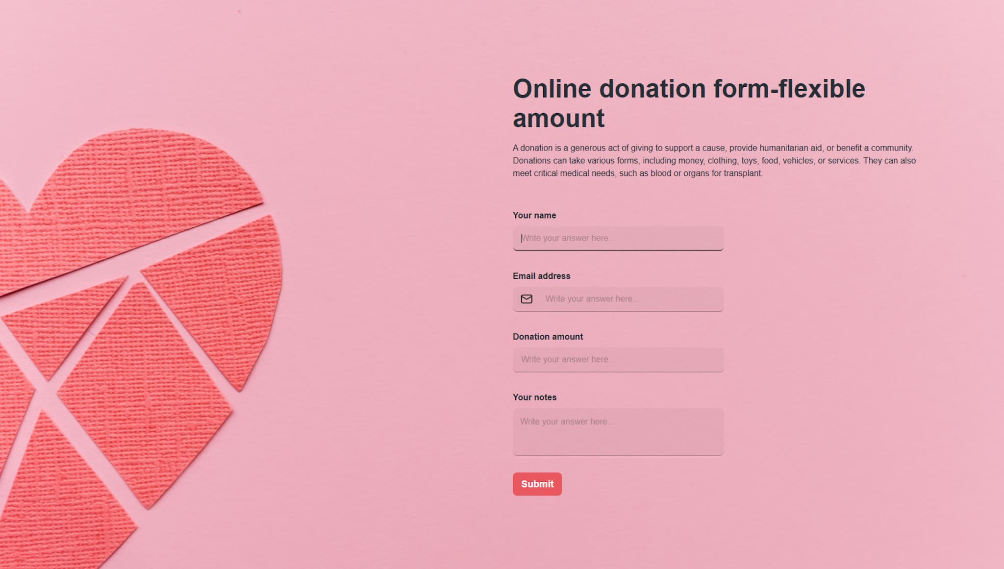 Donation form-variable amount