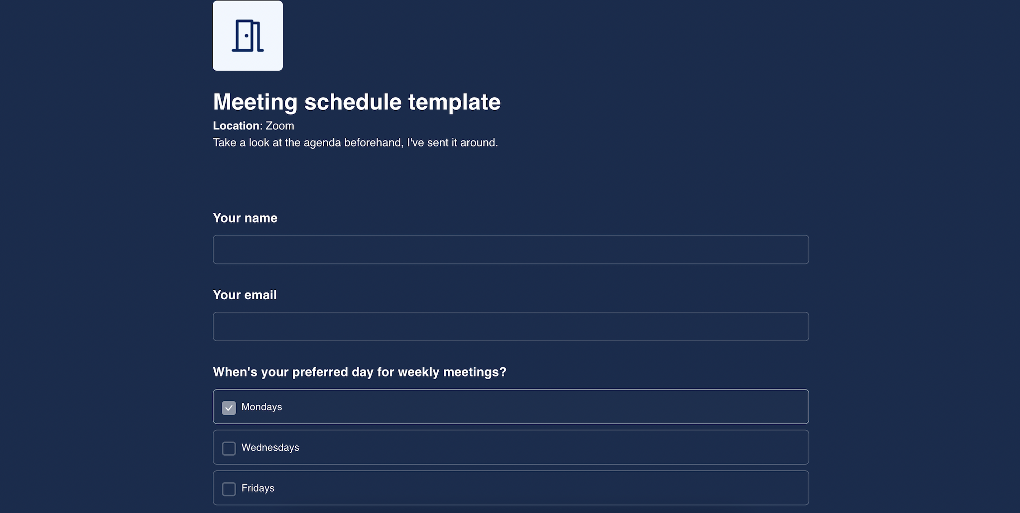 Meeting schedule template