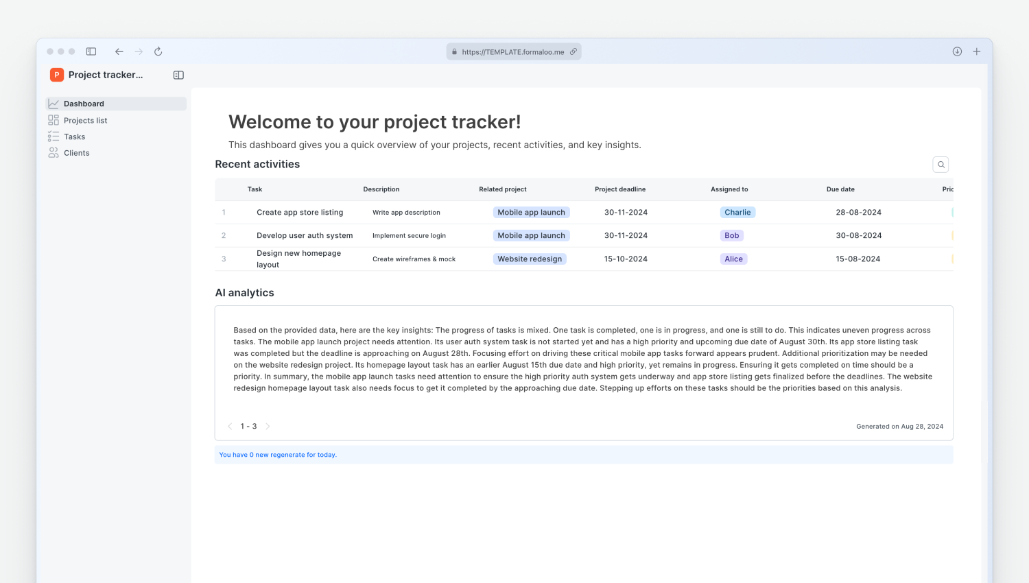 Project tracker app