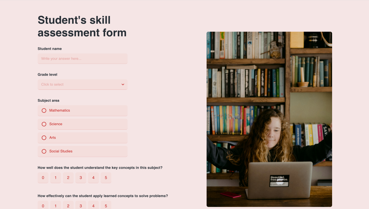 Students skill assessment form