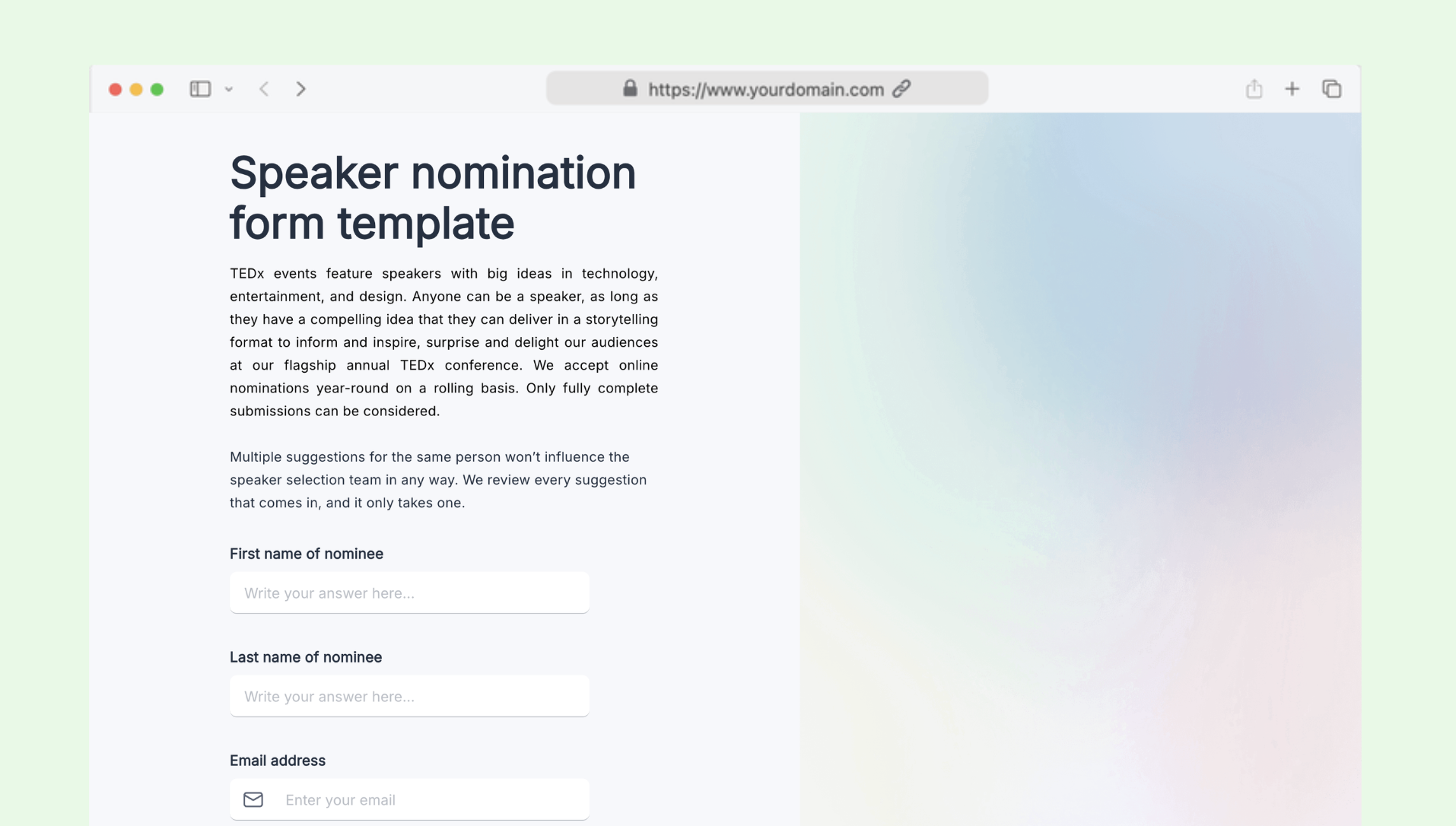 Speaker nomination form template