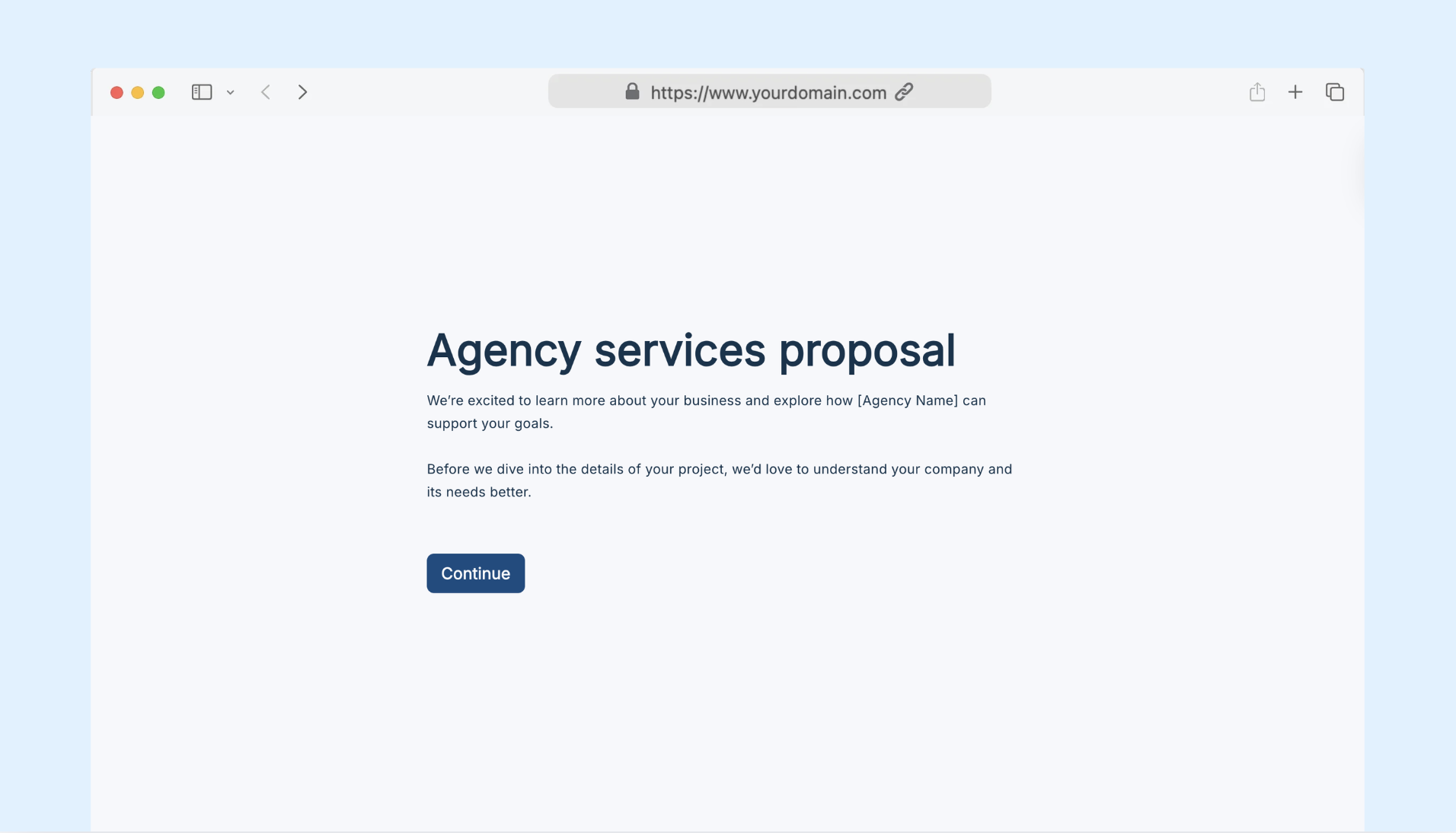 Agency services proposal