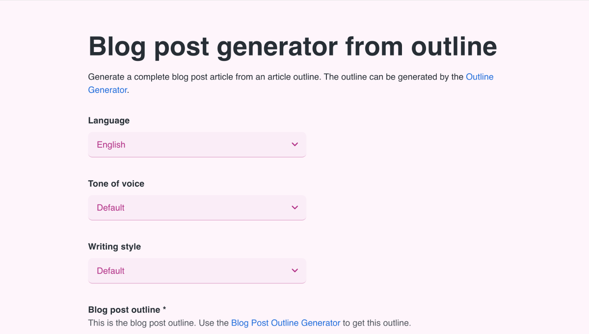 Blog generator from outline