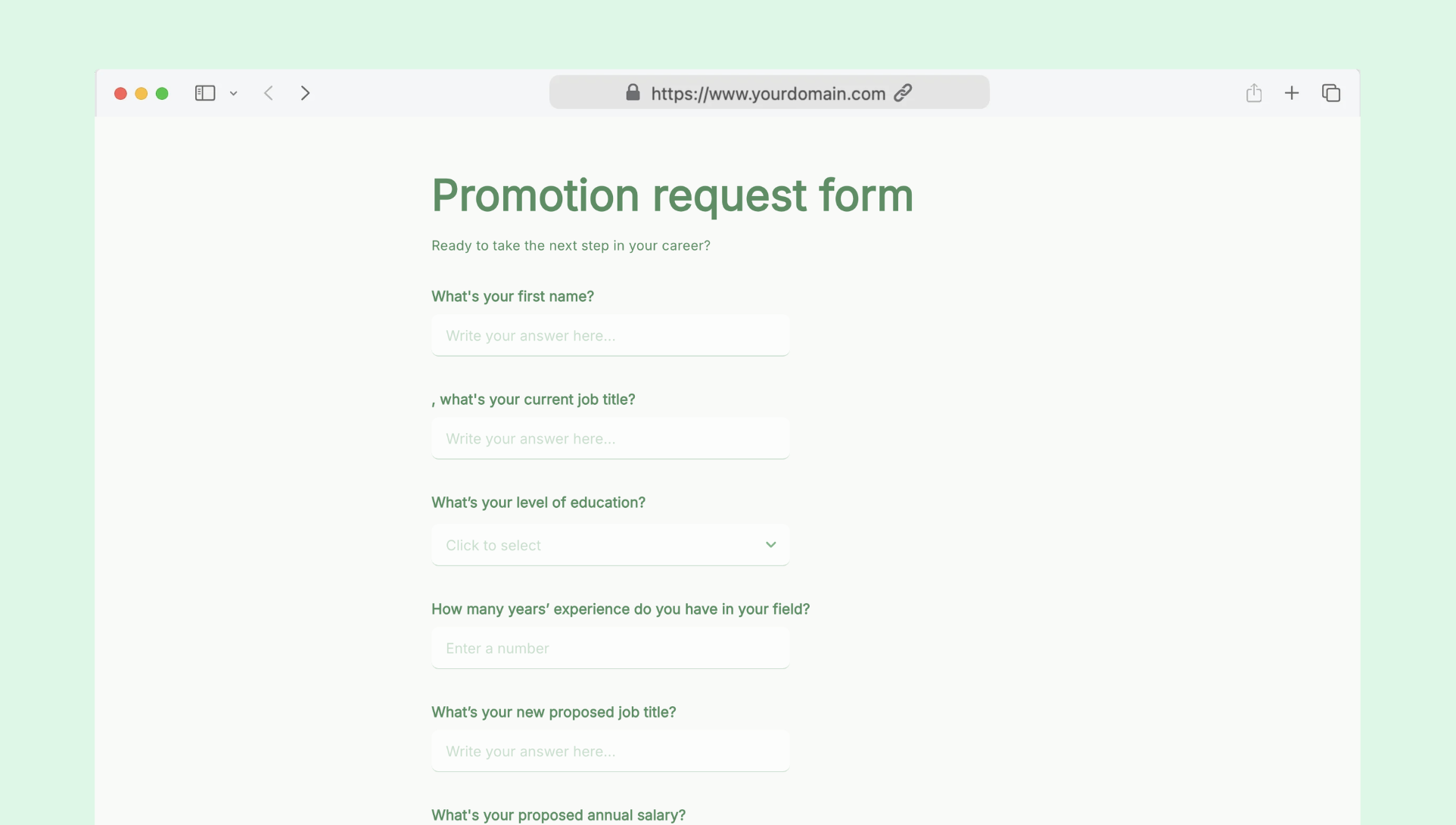Promotion request form