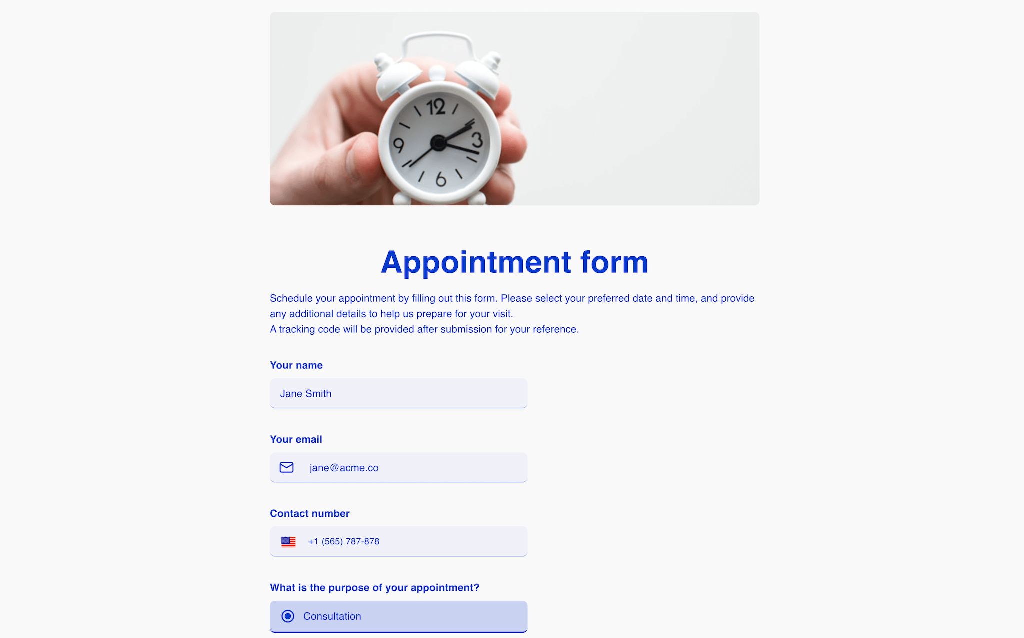 Appointment form