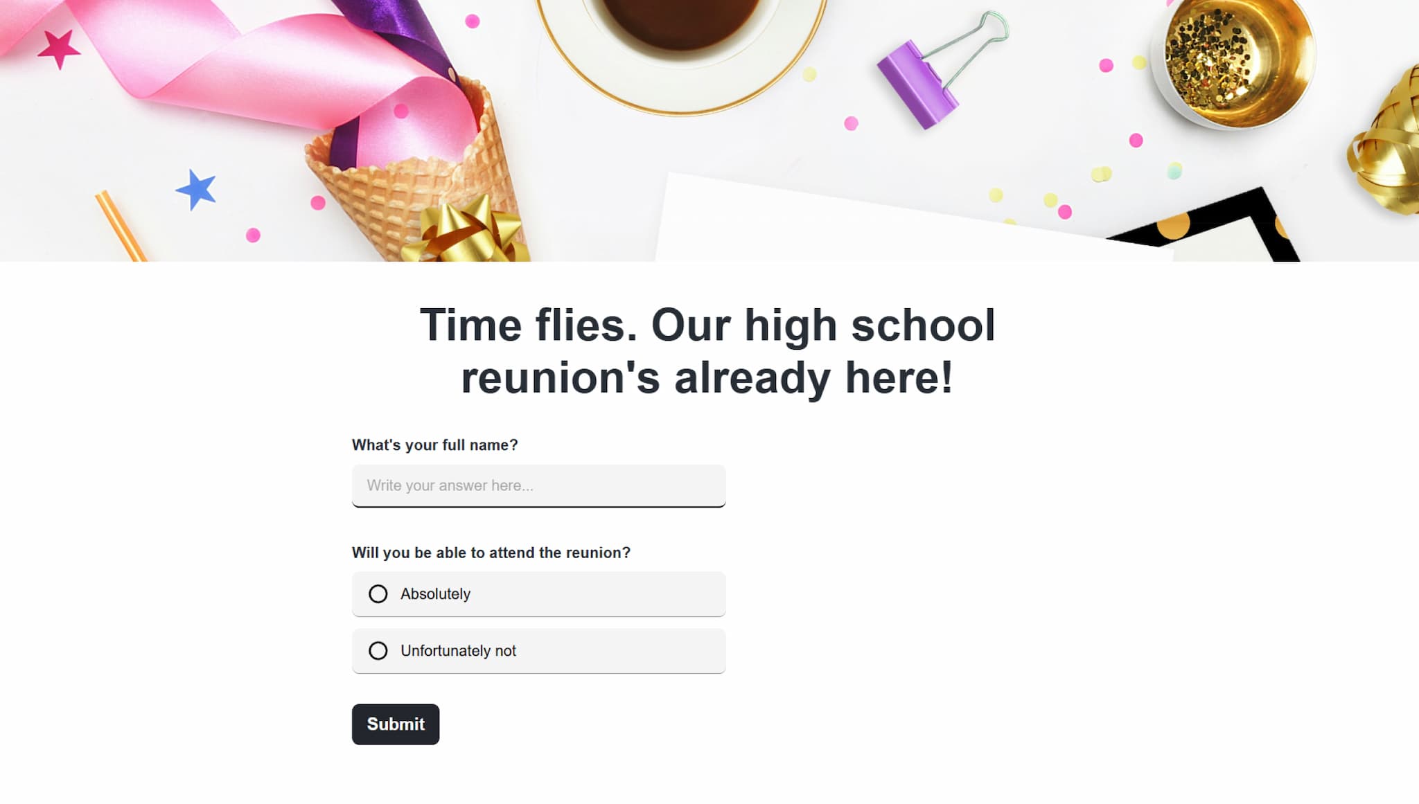 Reunion registration form