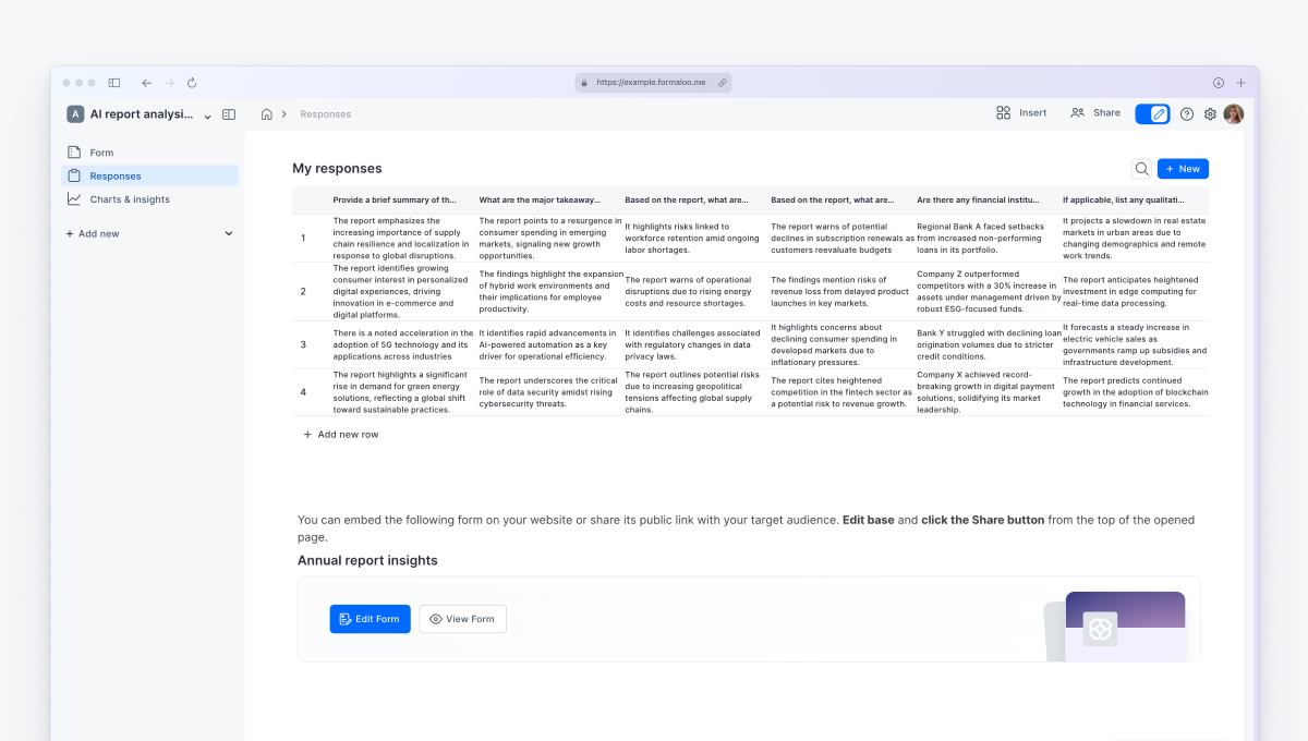 AI report analysis generator