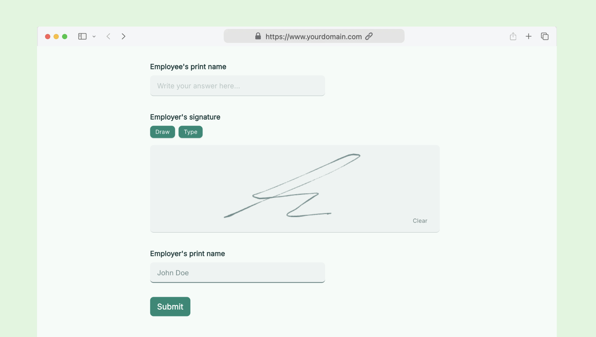 Employee contract form