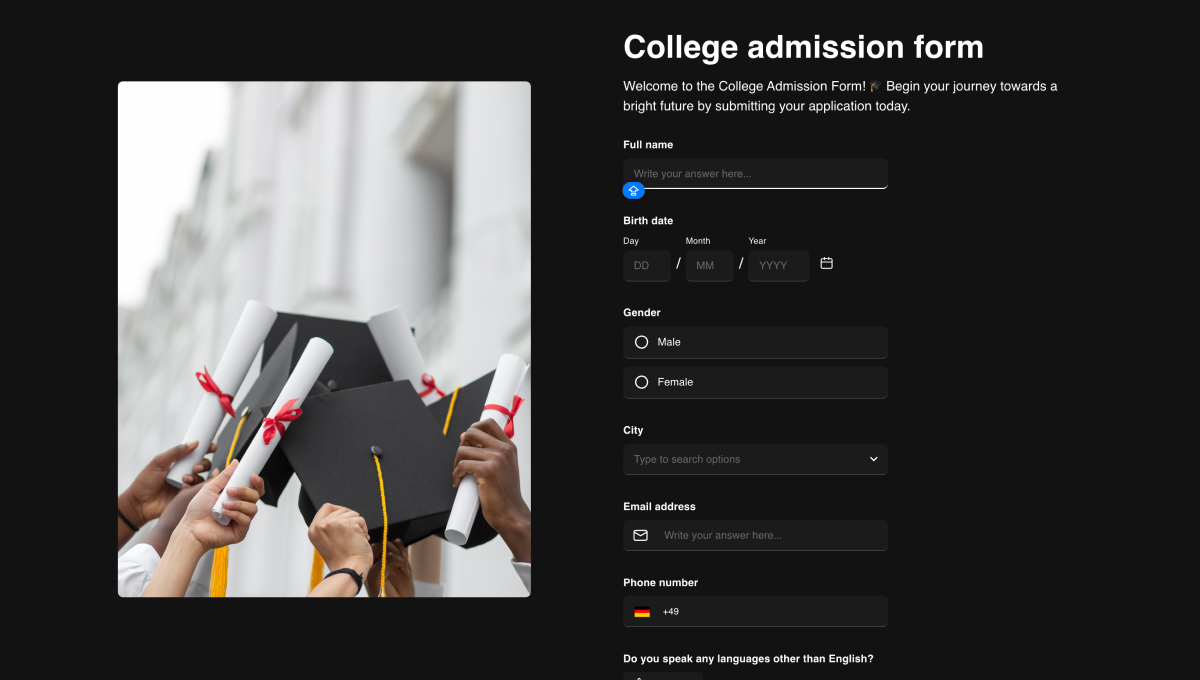 College admission form