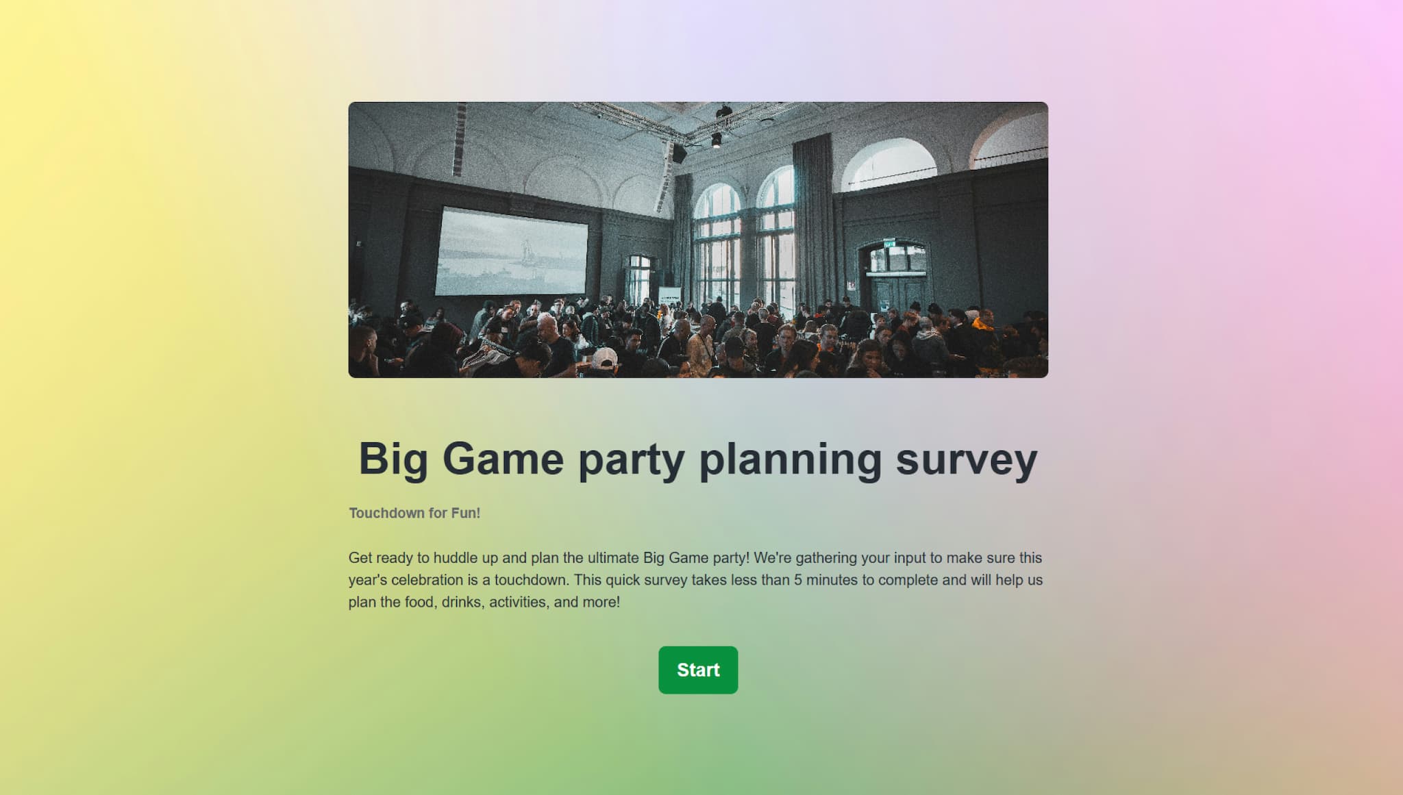 Big Game party planning survey