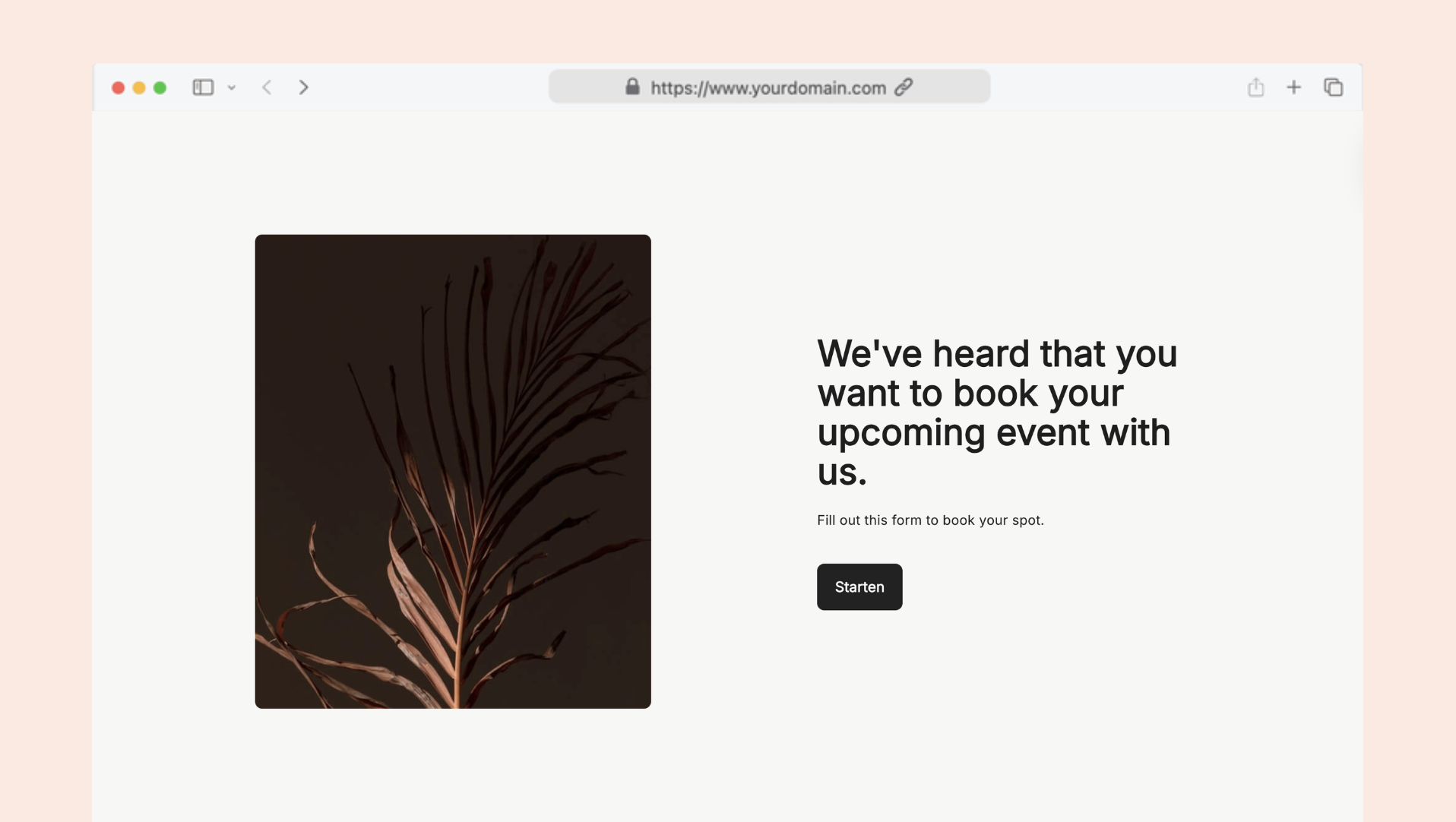 Event booking form