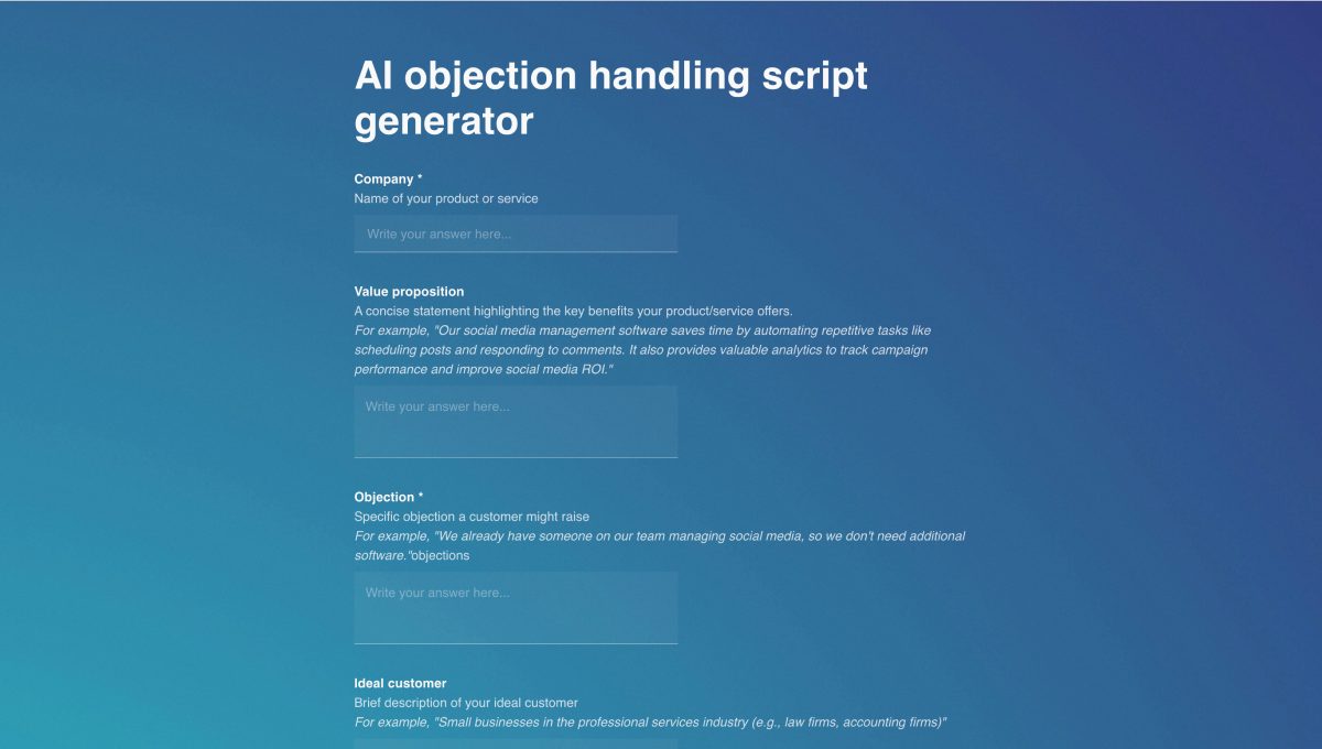 AI objection handling script generator