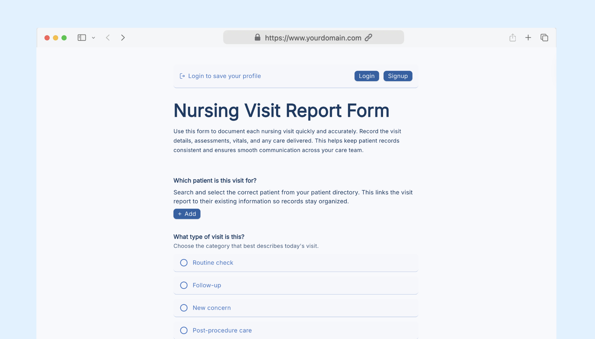 Nursing Visit Report