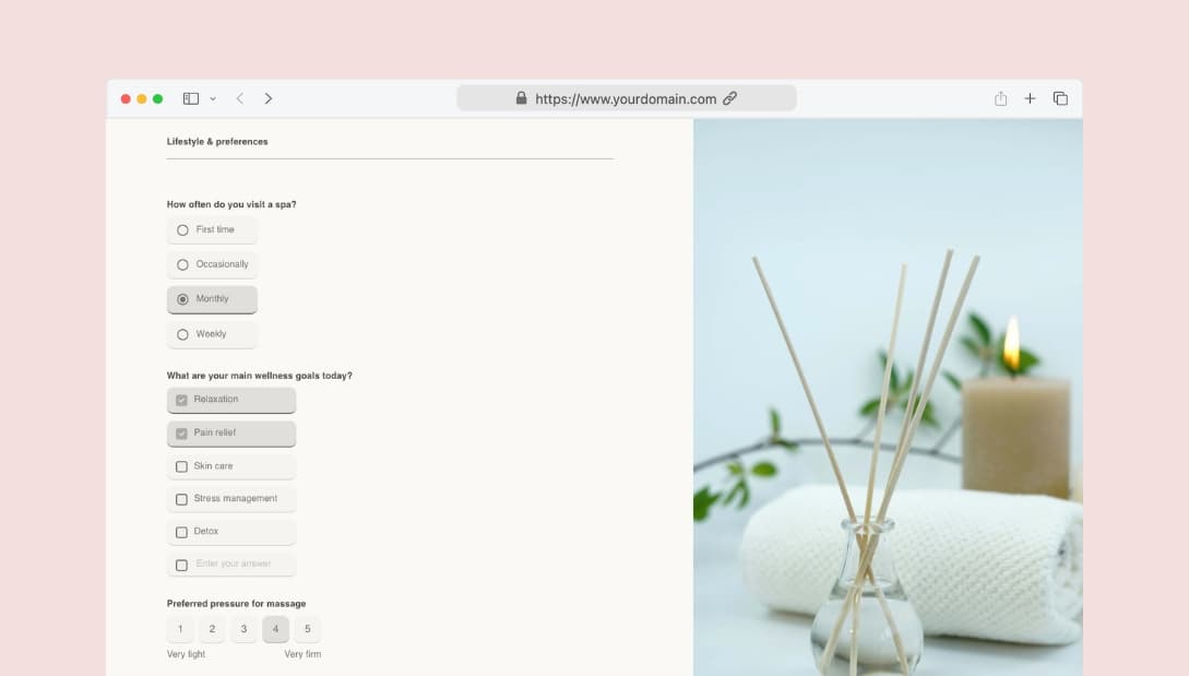 Spa client intake form