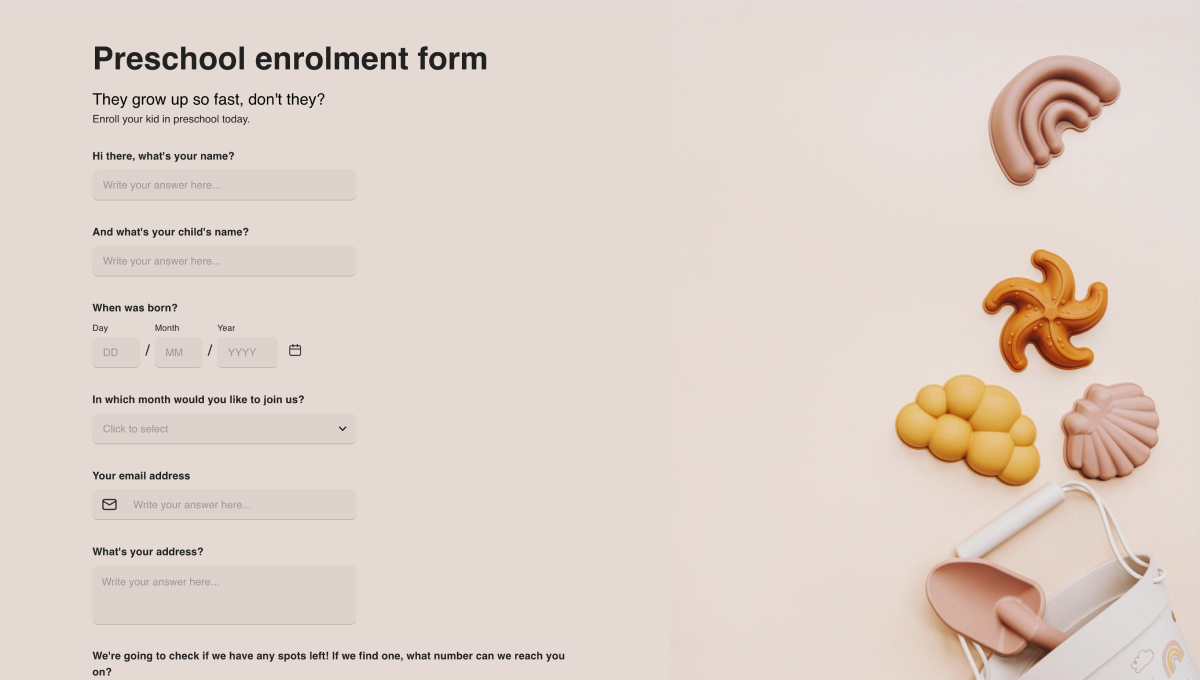 Preschool enrolment form