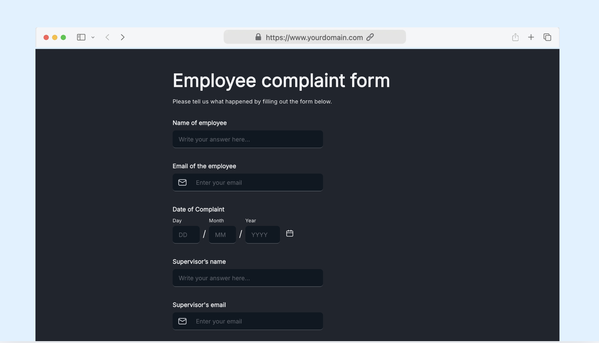 Employee complaint form