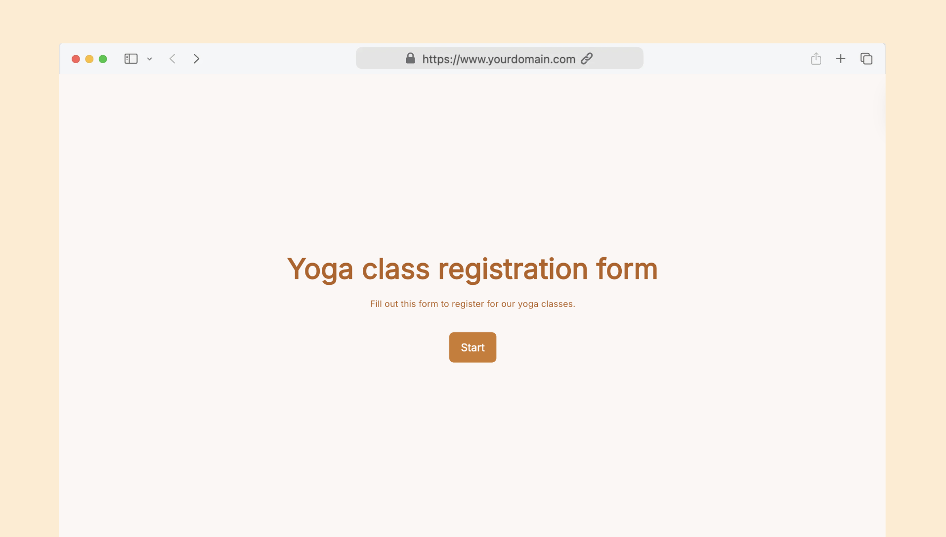 Yoga class registration form