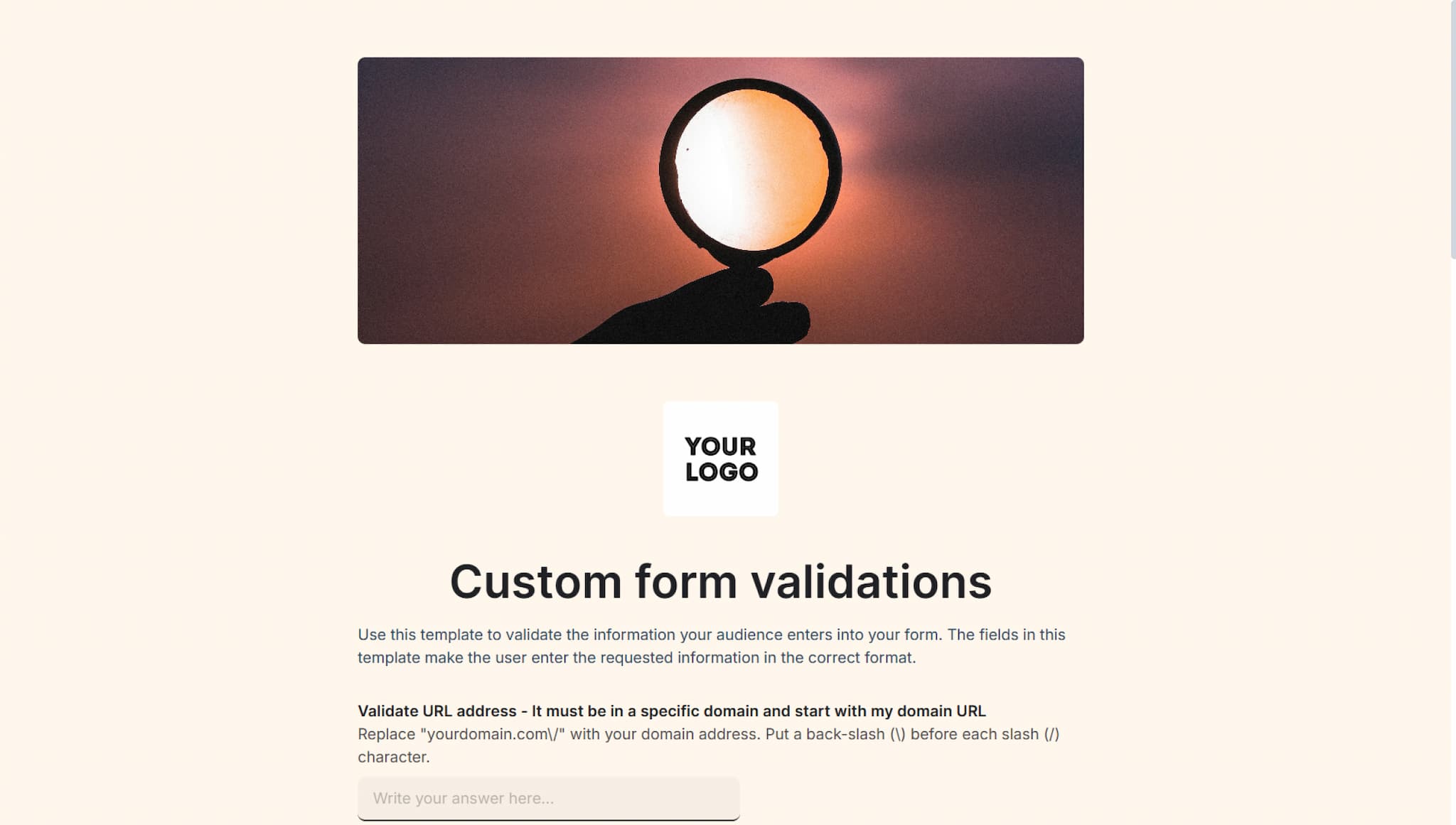 Custom form validations