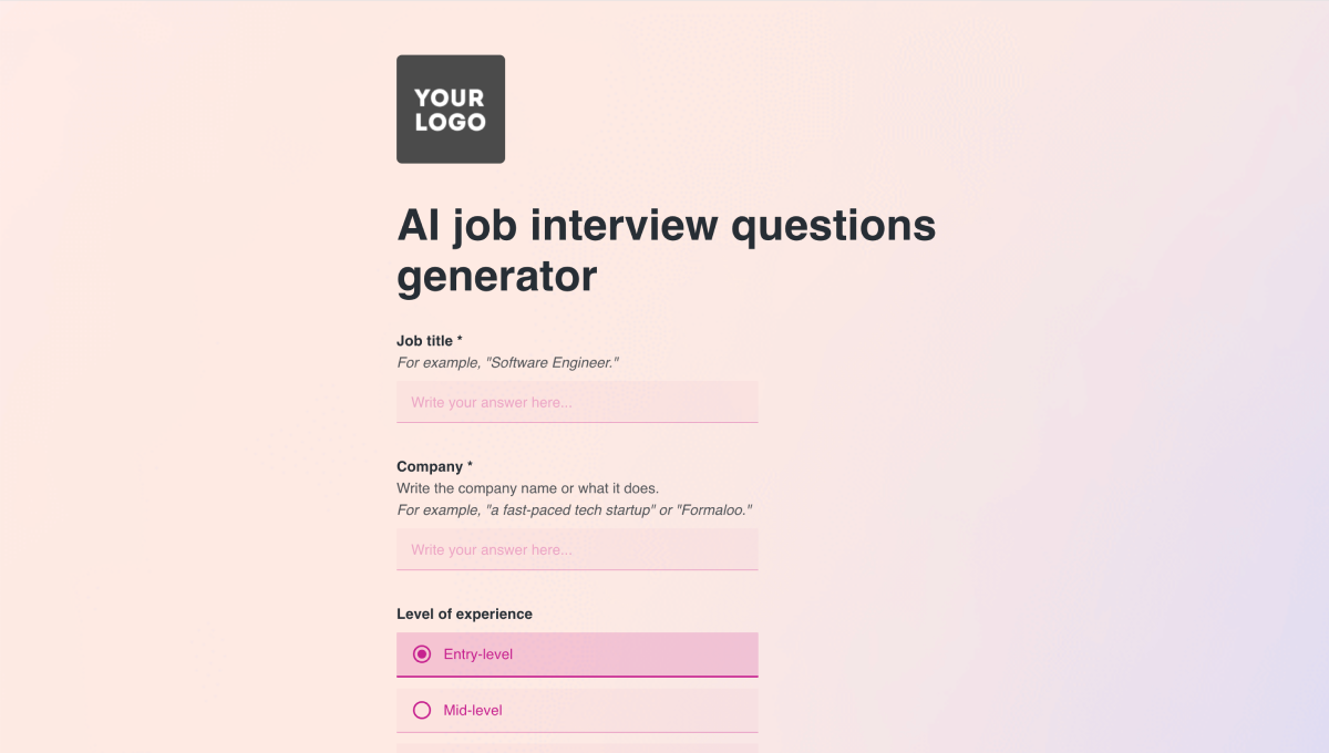 AI job interview questions generator