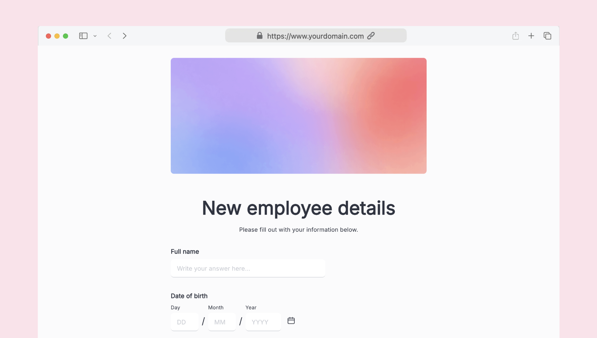 New employee details form