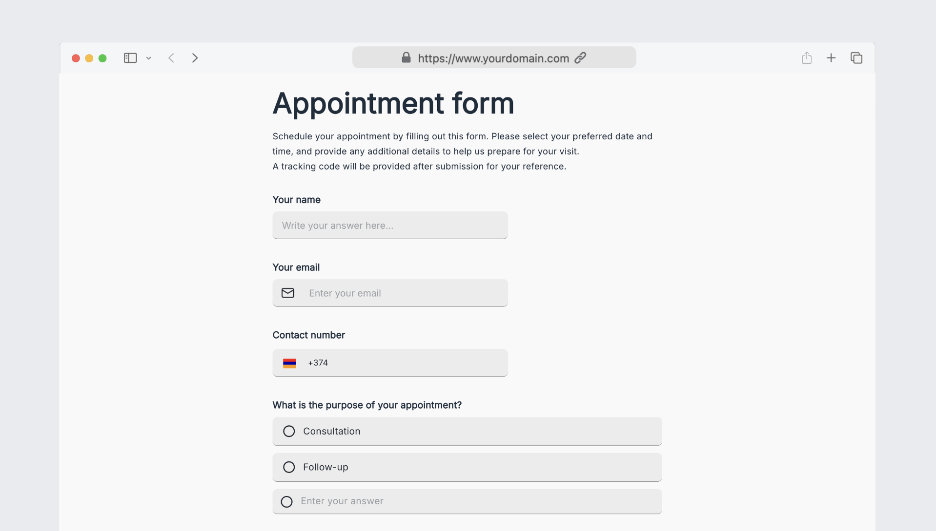 Appointment form
