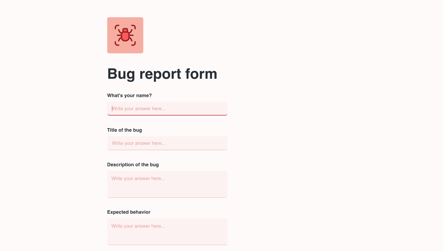 Bug report form