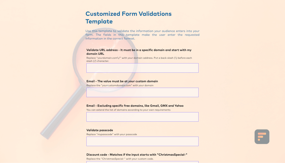 use form custom validation