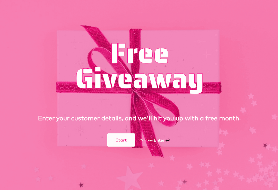 Free giveaway form template Formaloo