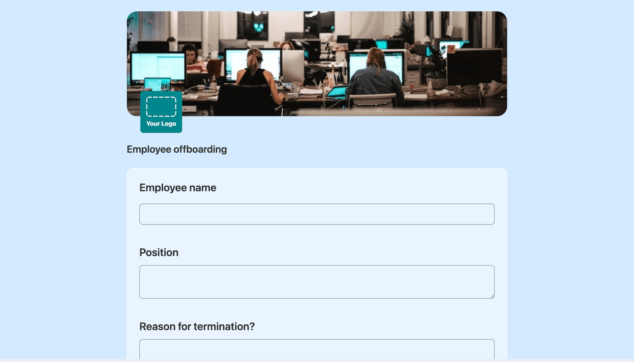 Employee offboarding template Formaloo