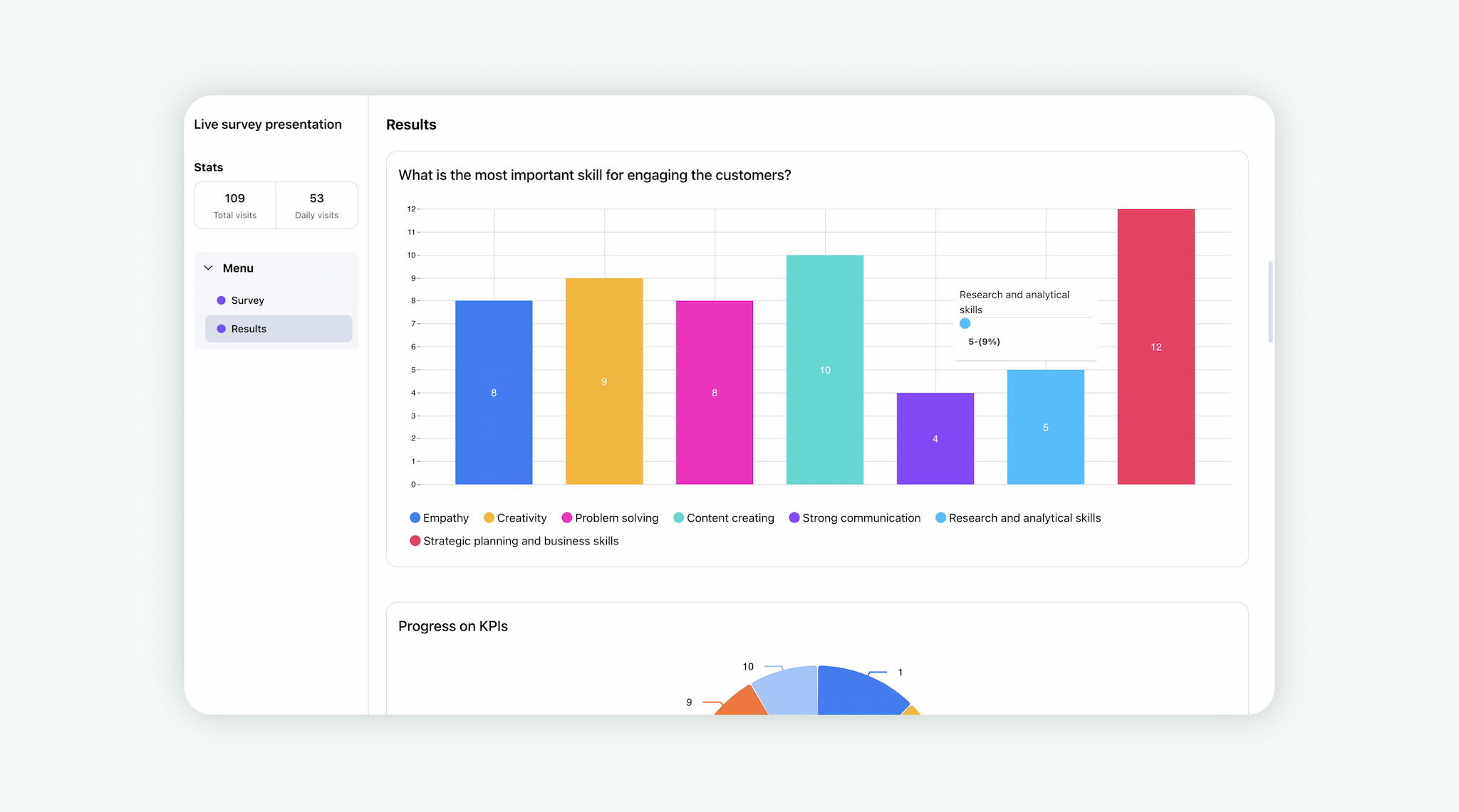 Live survey presentation template Formaloo