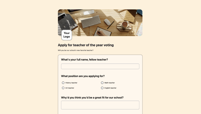 Teacher Application Form Template Formaloo