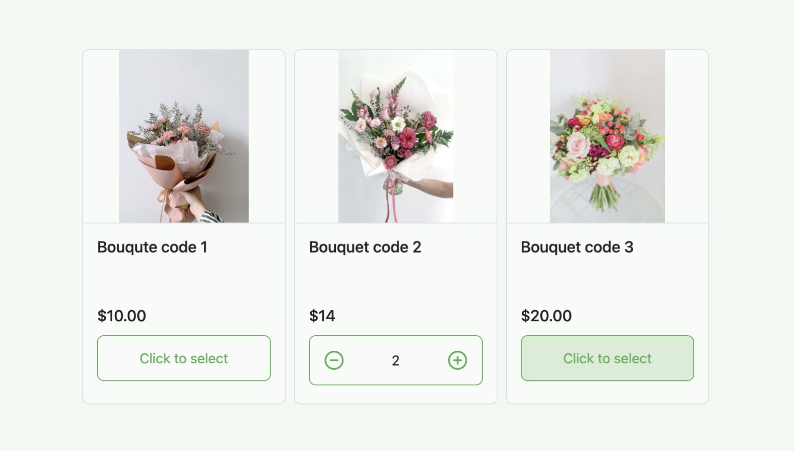 Flower ordering app template Formaloo