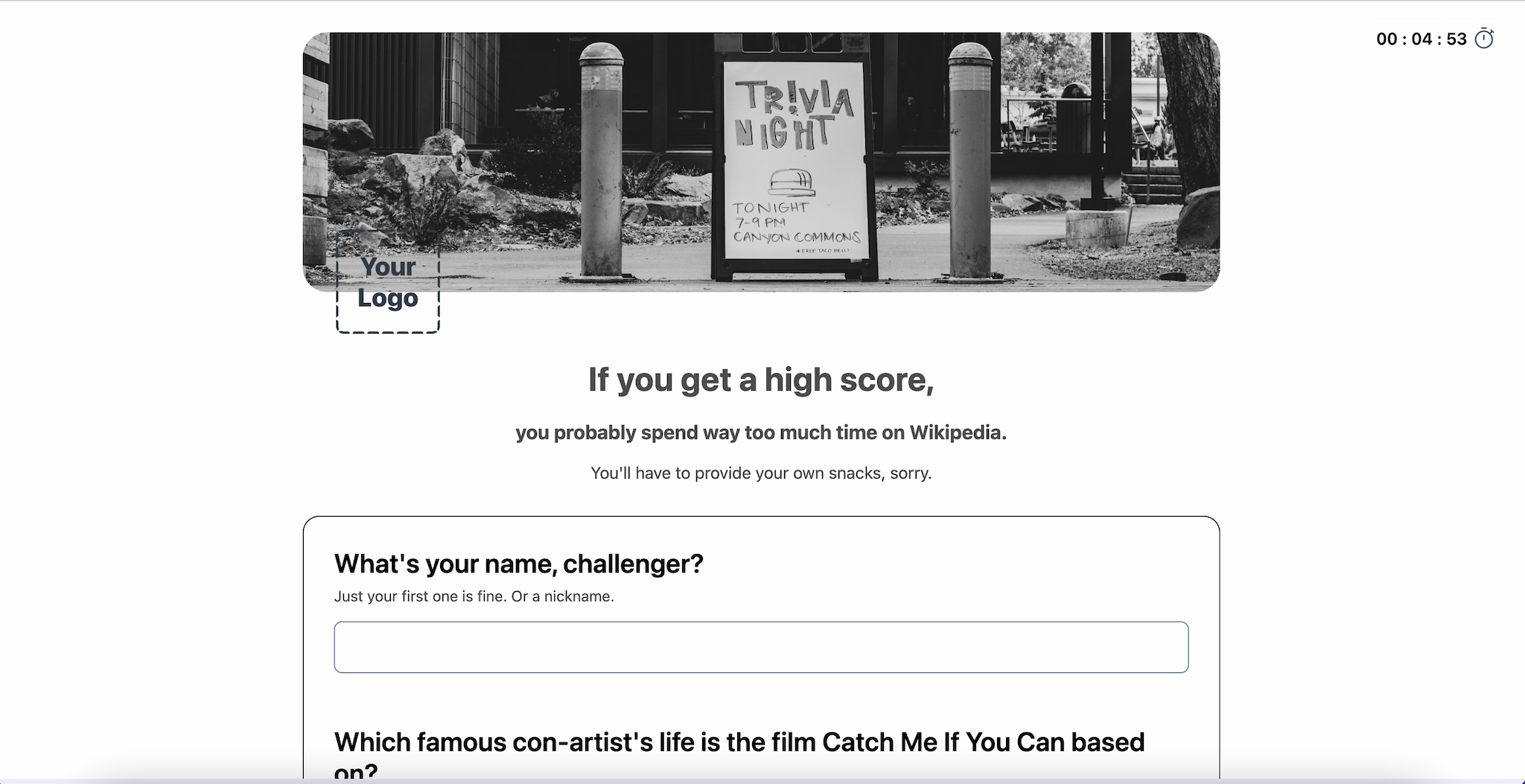 Trivia quiz
