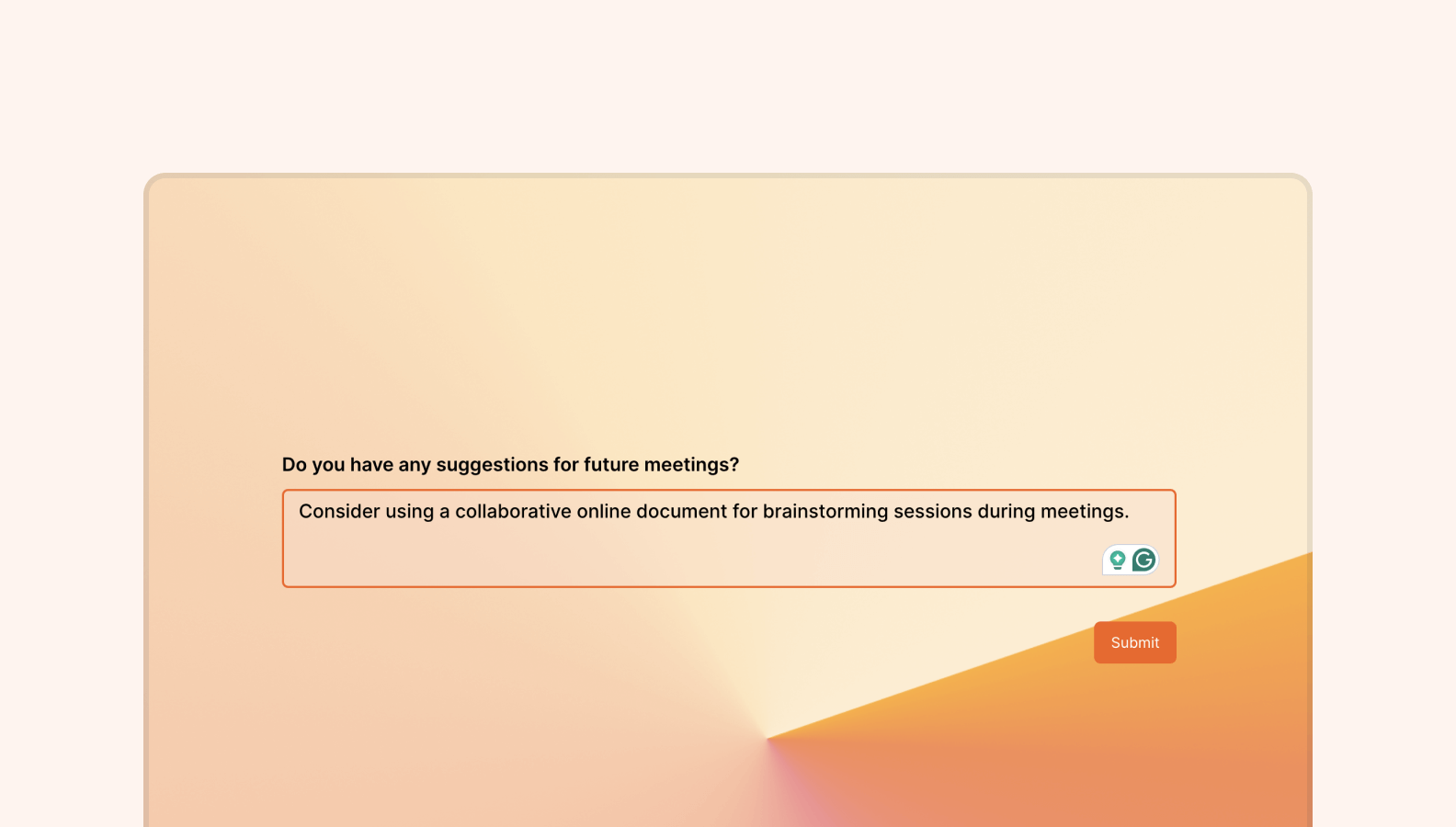 Meeting feedback survey template Formaloo