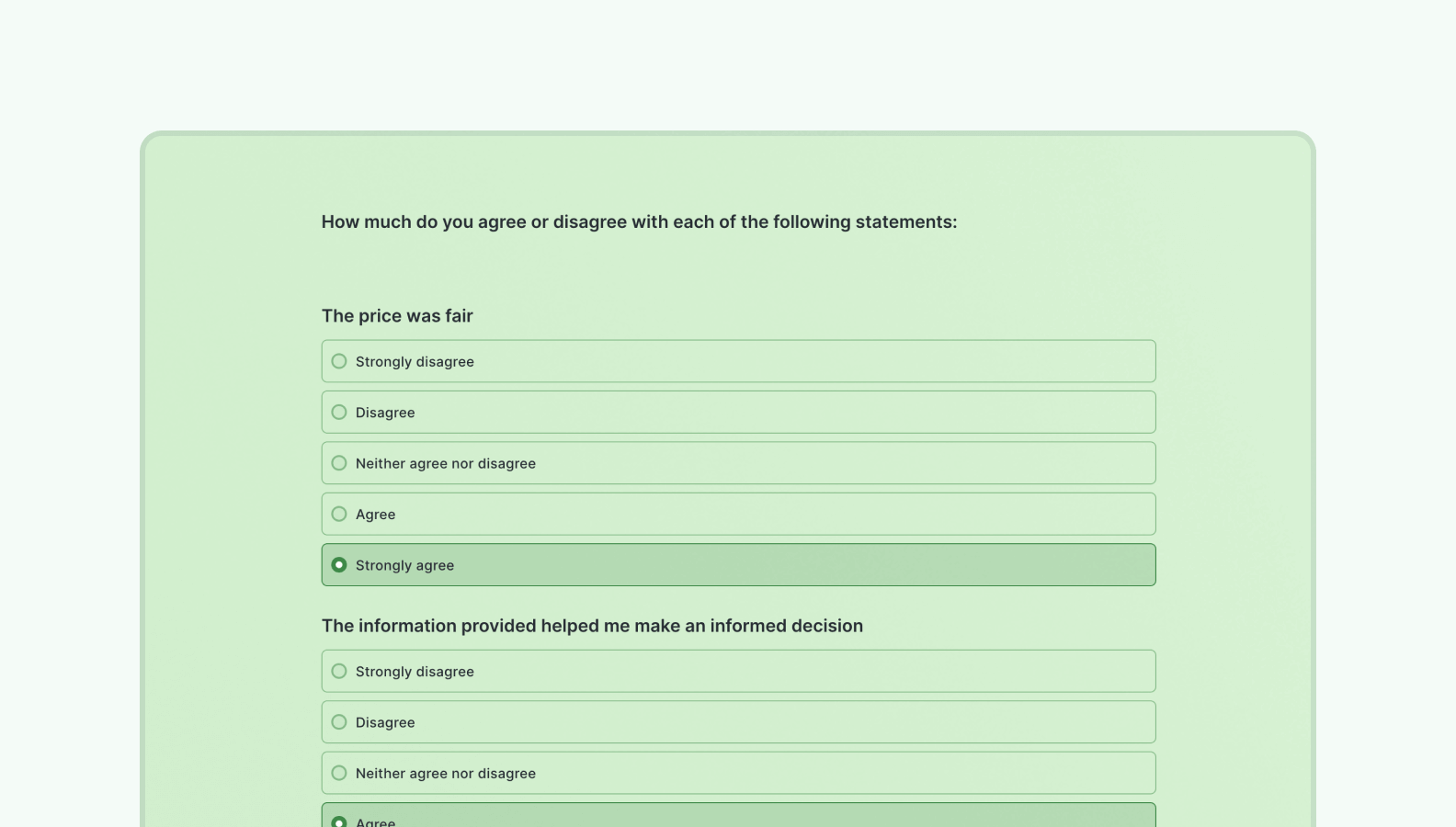 Post purchase evaluation survey